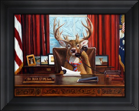 Framed Buck Stops Here Print