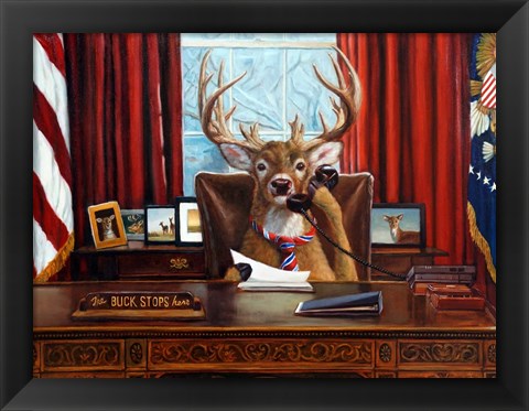 Framed Buck Stops Here Print