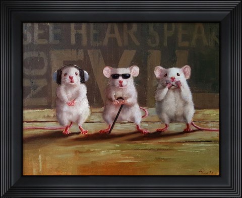 Framed Three Wise Mice Print