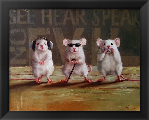 Framed Three Wise Mice Print