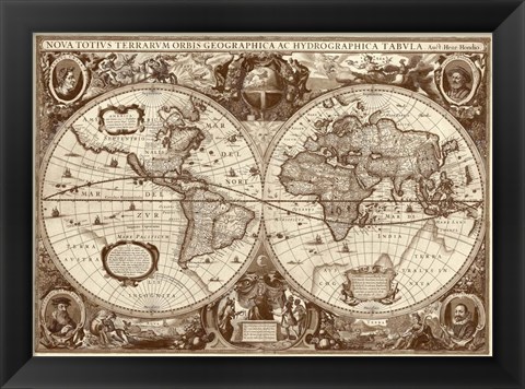 Framed Nova Totius Terrarum Orbis Tabula (sepia) Print