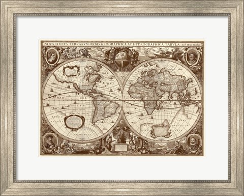 Framed Nova Totius Terrarum Orbis Tabula (sepia) Print