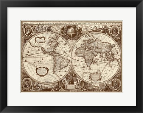 Framed Nova Totius Terrarum Orbis Tabula (sepia) Print