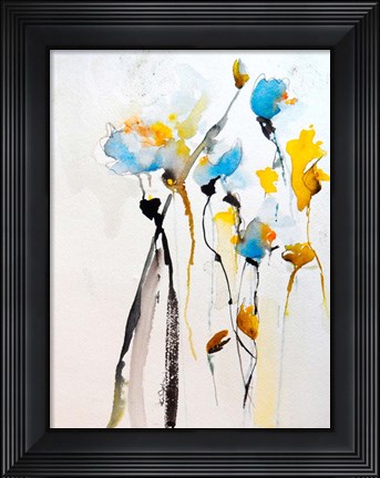 Framed Blue Flowers II Print
