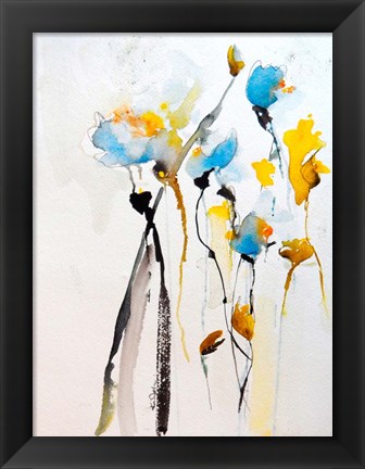 Framed Blue Flowers II Print