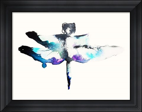 Framed Turquoise &amp; Violet Dragonfly Print