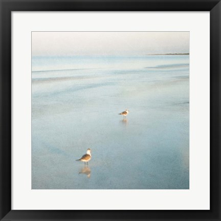 Framed Two Birds on Beach Print