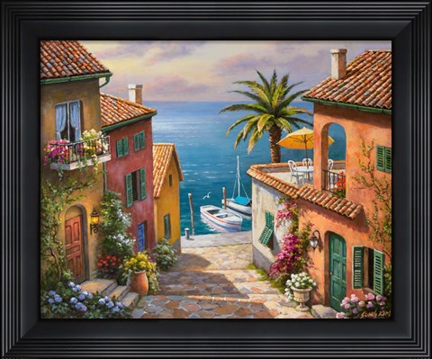 Framed Villa&#39;s Private Dock Print