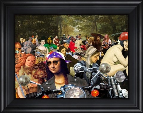 Framed Bikers sur l&#39;herbe Print
