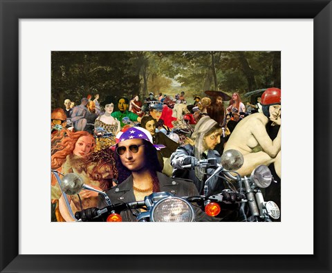 Framed Bikers sur l&#39;herbe Print