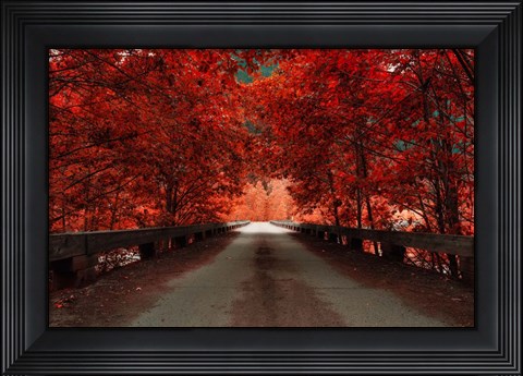 Framed Bridge (Red) Print