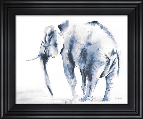 Framed Lone Elephant Blue Gray Crop Print