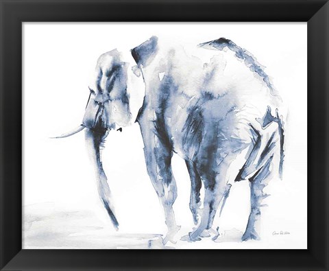 Framed Lone Elephant Blue Gray Crop Print