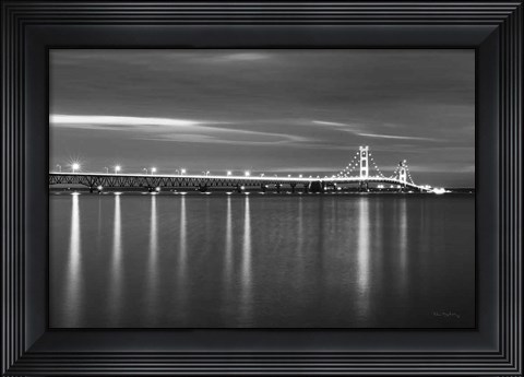 Framed Mackinac Bridge BW Print