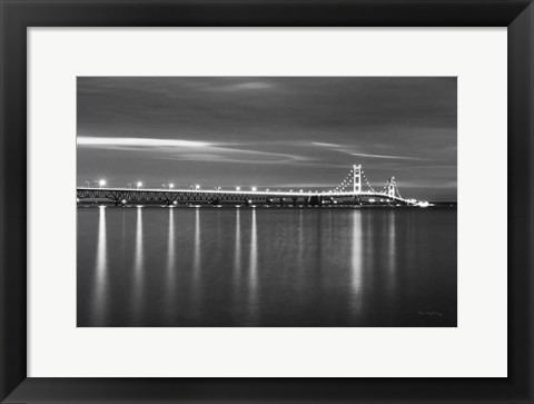 Framed Mackinac Bridge BW Print