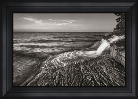 Framed Pictured Rocks Michigan II BW Print