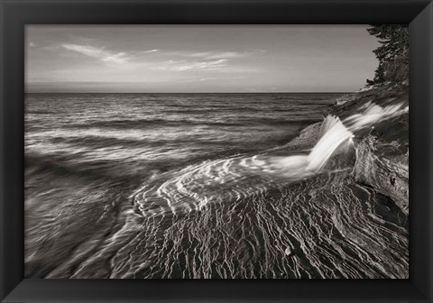 Framed Pictured Rocks Michigan II BW Print