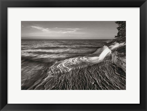 Framed Pictured Rocks Michigan II BW Print