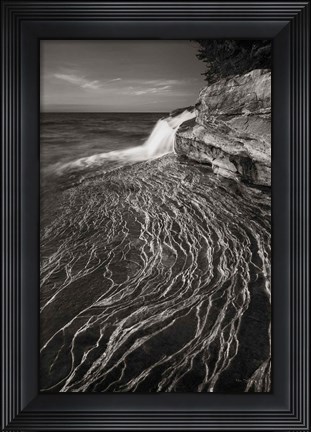 Framed Pictured Rocks Michigan I BW Print