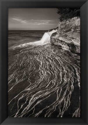 Framed Pictured Rocks Michigan I BW Print