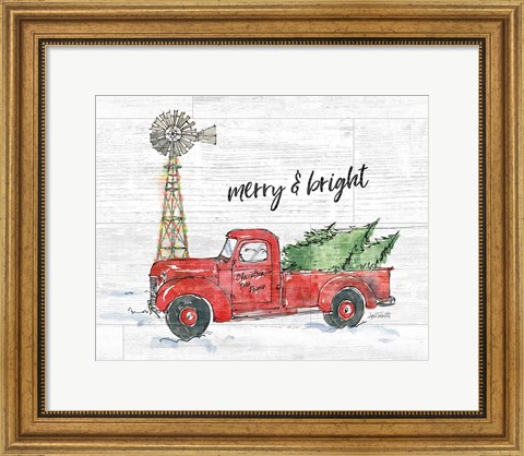 Framed Country Christmas IV Merry and Bright Shiplap Crop Print