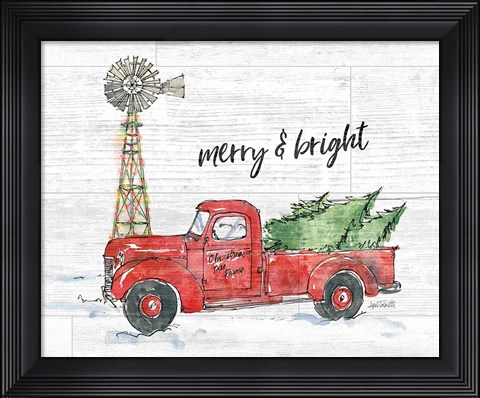 Framed Country Christmas IV Merry and Bright Shiplap Crop Print