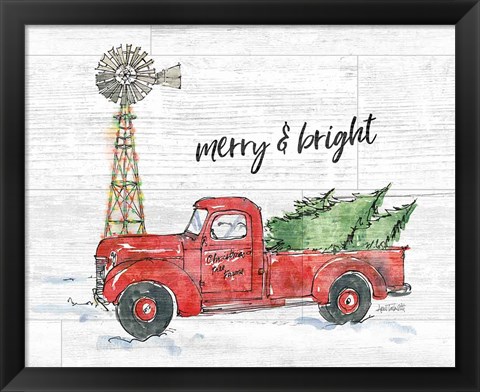 Framed Country Christmas IV Merry and Bright Shiplap Crop Print