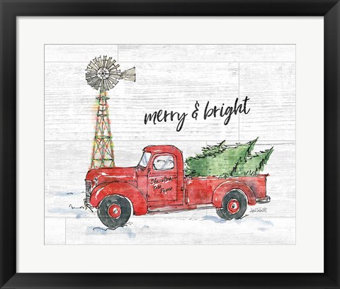 Framed Country Christmas IV Merry and Bright Shiplap Crop Print