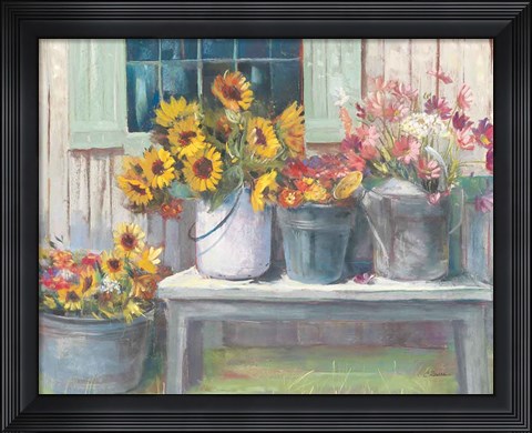 Framed Green Bench Bright Print