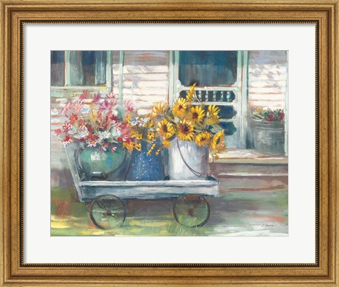 Framed Garden Wagon Bright Print