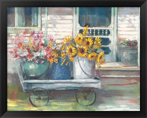 Framed Garden Wagon Bright Print