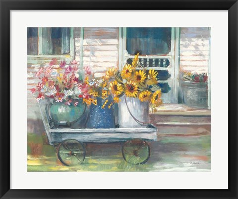 Framed Garden Wagon Bright Print