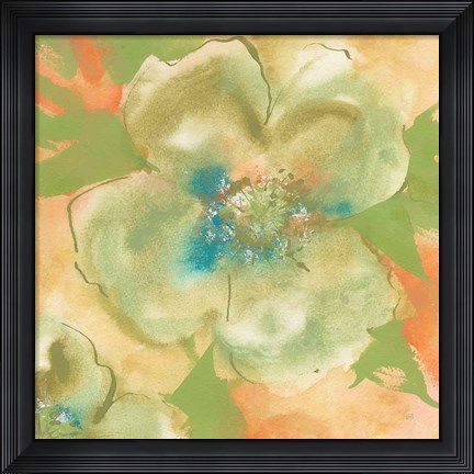 Framed Olive Poppy I Print