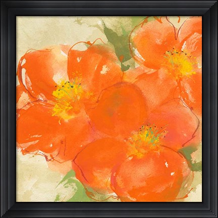 Framed Tangerine Poppies II Print