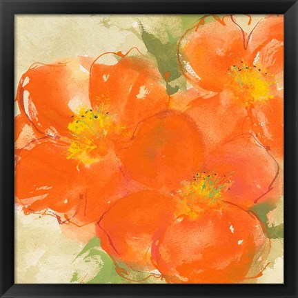 Framed Tangerine Poppies II Print