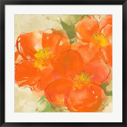 Framed Tangerine Poppies II Print