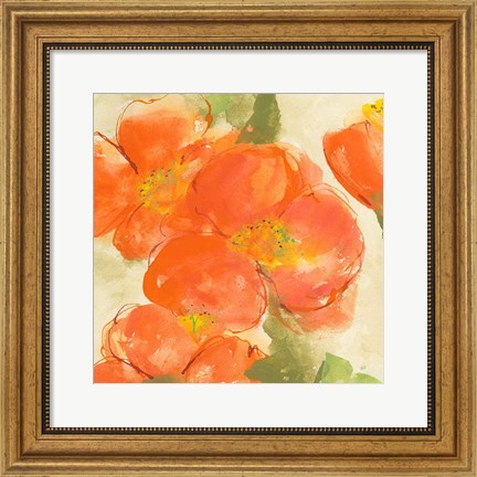 Framed Tangerine Poppies I Print