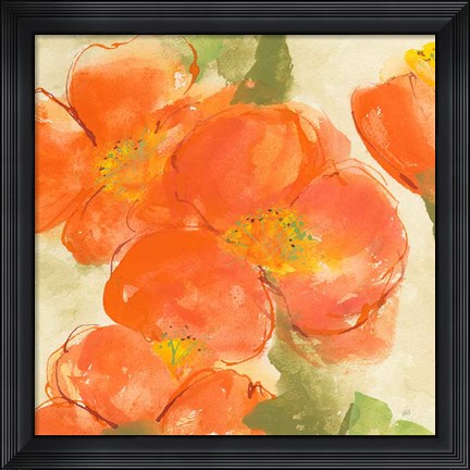 Framed Tangerine Poppies I Print