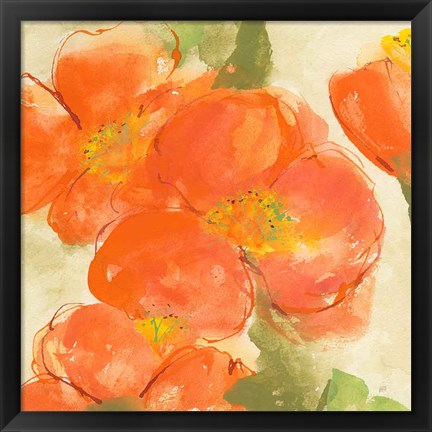 Framed Tangerine Poppies I Print