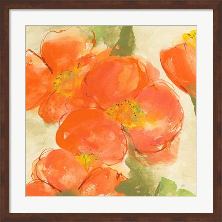 Framed Tangerine Poppies I Print