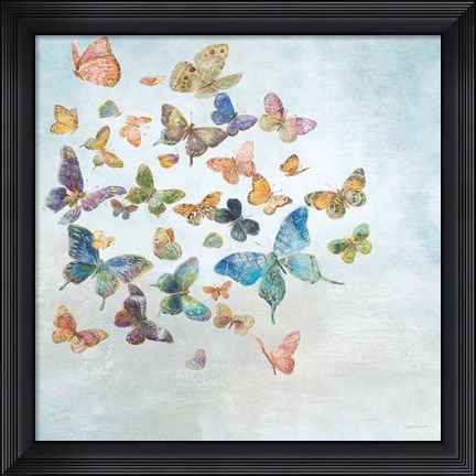 Framed Beautiful Butterflies v3 Sq Light Print