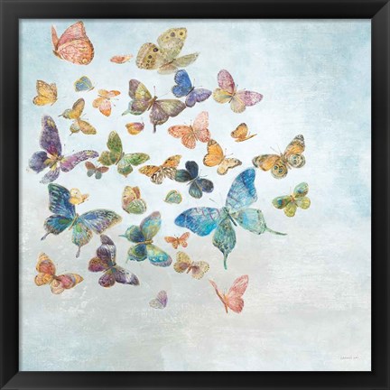 Framed Beautiful Butterflies v3 Sq Light Print