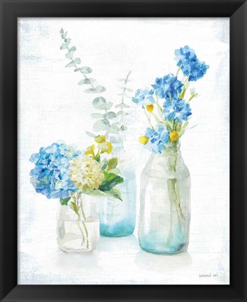 Framed Beach Cottage Florals III - No Shells Print