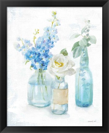 Framed Beach Cottage Florals II - No Shells Print