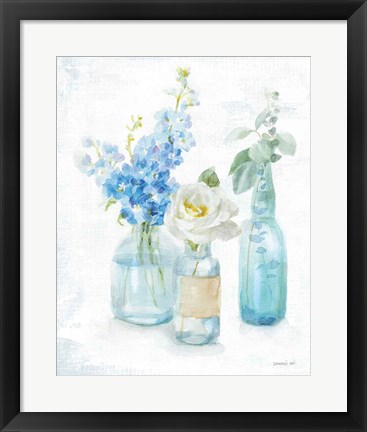 Framed Beach Cottage Florals II - No Shells Print