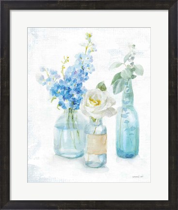 Framed Beach Cottage Florals II - No Shells Print
