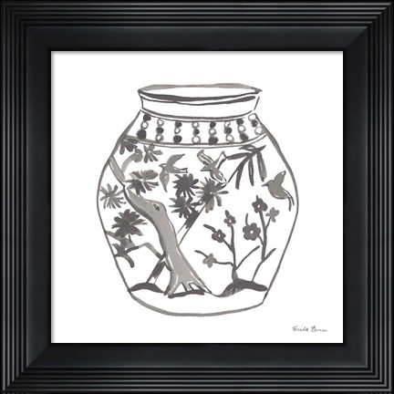 Framed Chinoiserie VII Gray Print