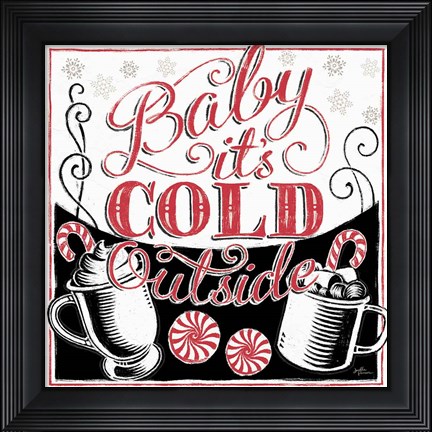 Framed Merry Little Christmas BWR Print