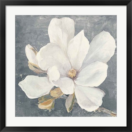 Framed Serene Magnolia Gray Print