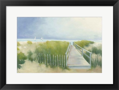 Framed Beach Walk with Boats Print